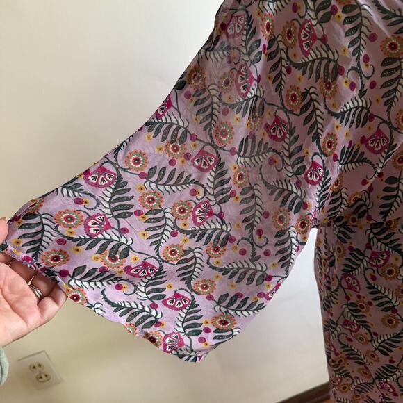 DAY Birger et Mikkelsen | Amethyst Purple Floral Chiffon Faux Wrap Dress Size 10 - Picture 4 of 10